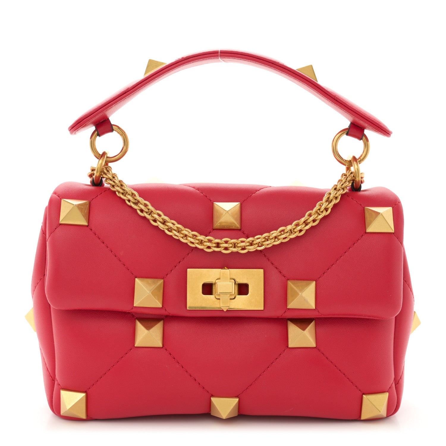 Valentino Garavani Nappa Medium Roman Stud Shoulder Bag Rouge Pur 1 of 9