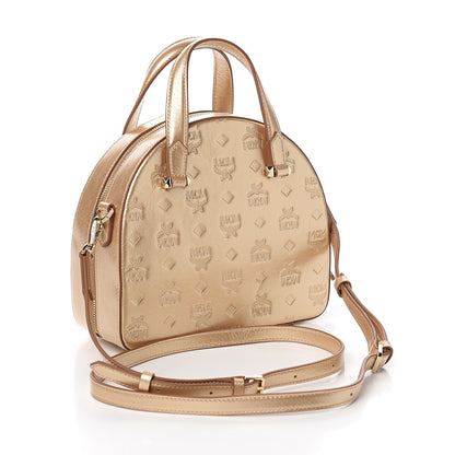 MCM Metallic Calfskin Ottomar Monogram Medium Half Moon Tote Gold 2 of 9