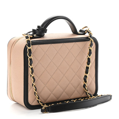 Chanel Caviar Quilted Medium CC Filigree Vanity Case Beige Black 3 of 11