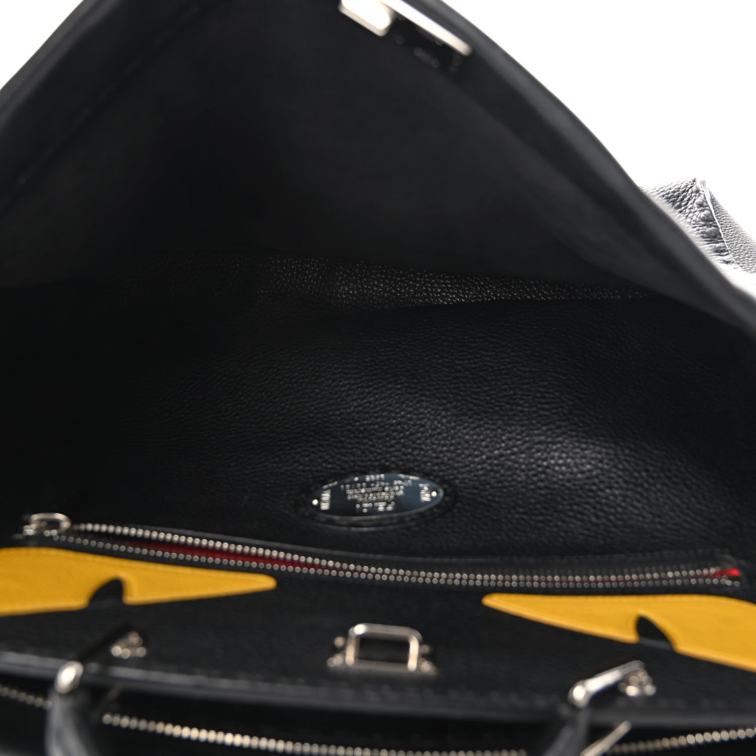 Fendi Cuoio Romano Selleria Monster Eyes Inlay Mens Large Peekaboo Iconic Essential Satchel Black Sunflower 5 of 11