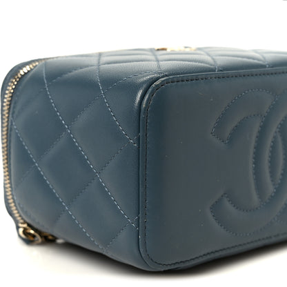 Chanel Lambskin Quilted Small Top Handle Vanity Case With Chain Blue 8 of 10