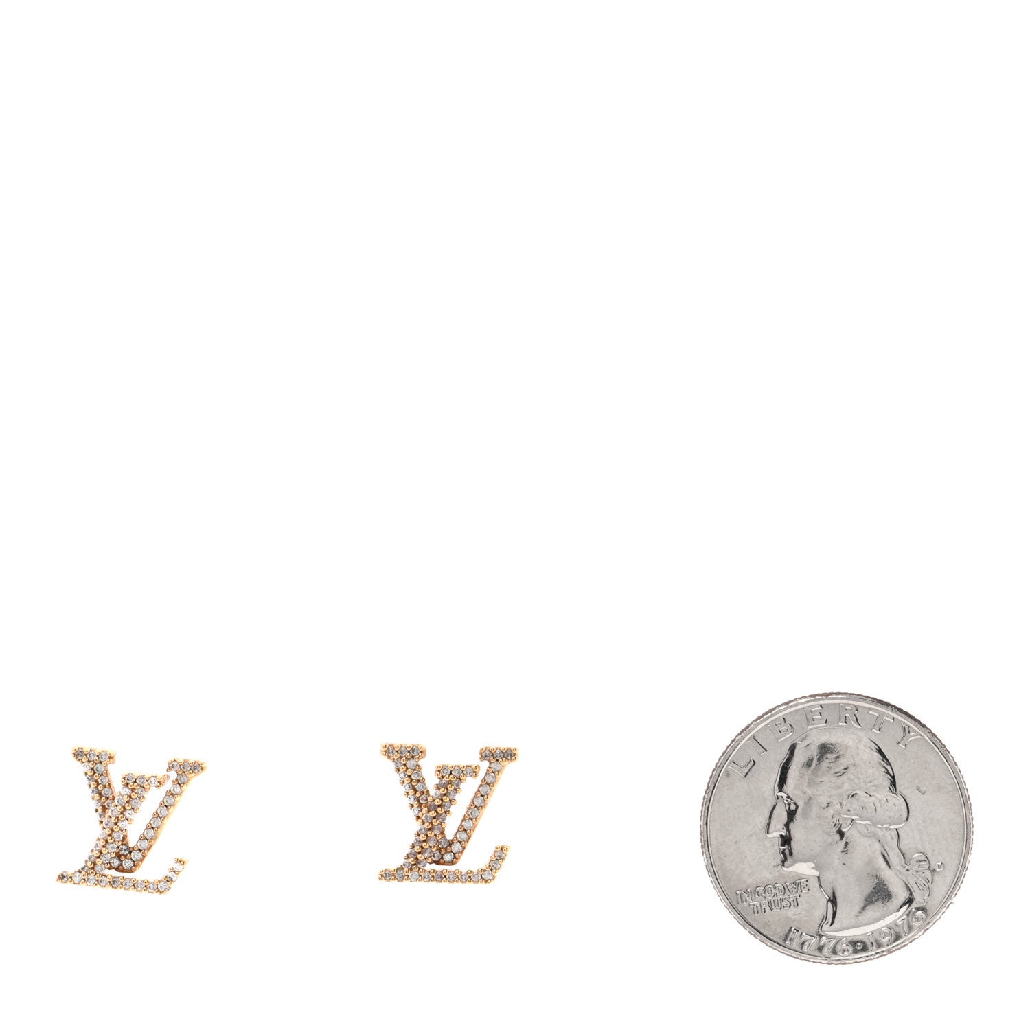 Louis Vuitton Metal Crystal LV Iconic Earrings Gold 2 of 6