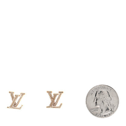 Louis Vuitton Metal Crystal LV Iconic Earrings Gold 2 of 6