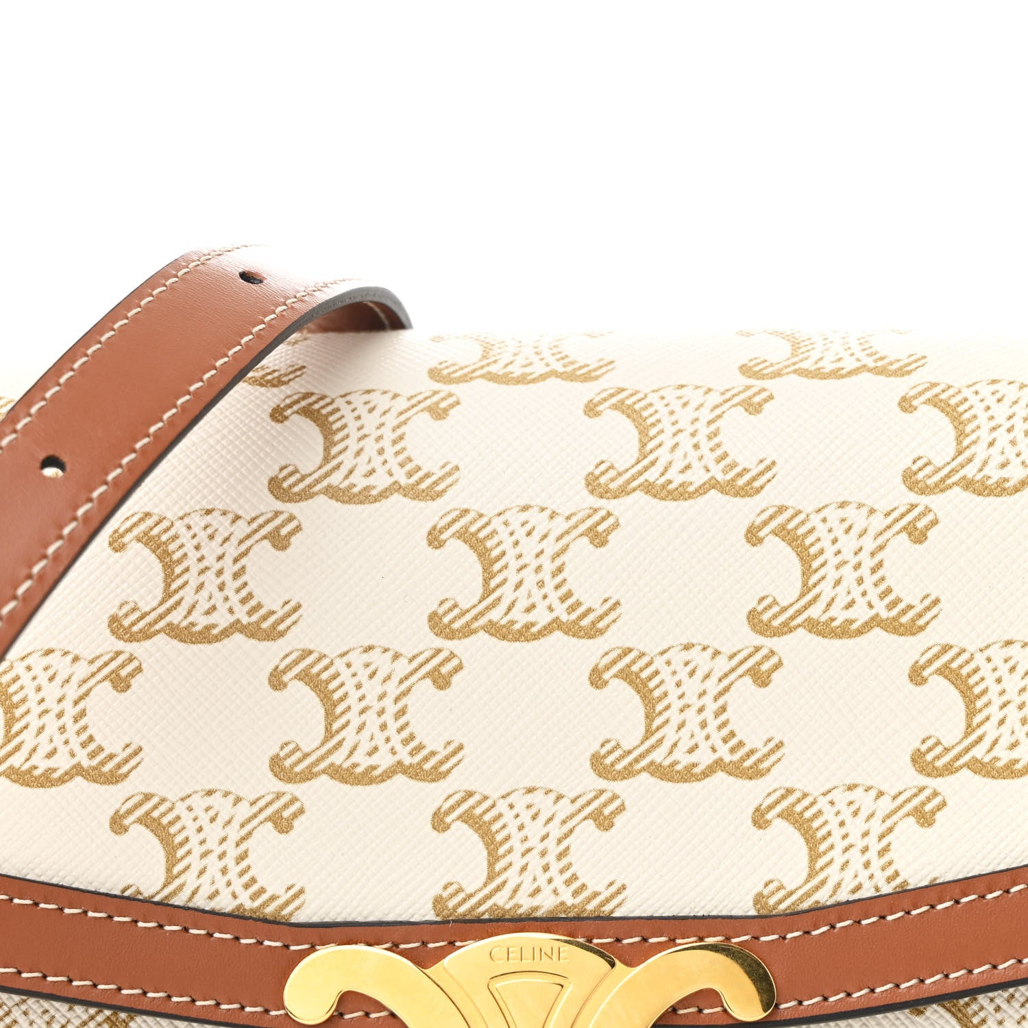Celine Calfskin Triomphe Canvas Teen Triomphe Bag White 9 of 11