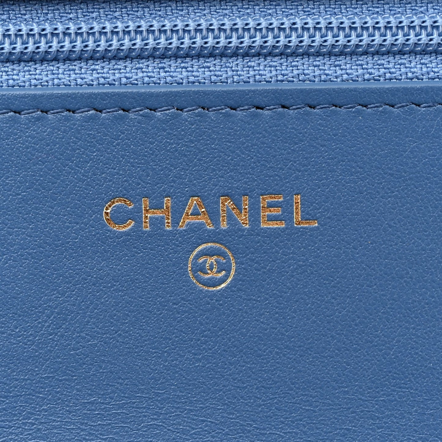 Denim Quilted Chanel 19 Wallet On Chain WOC Blue