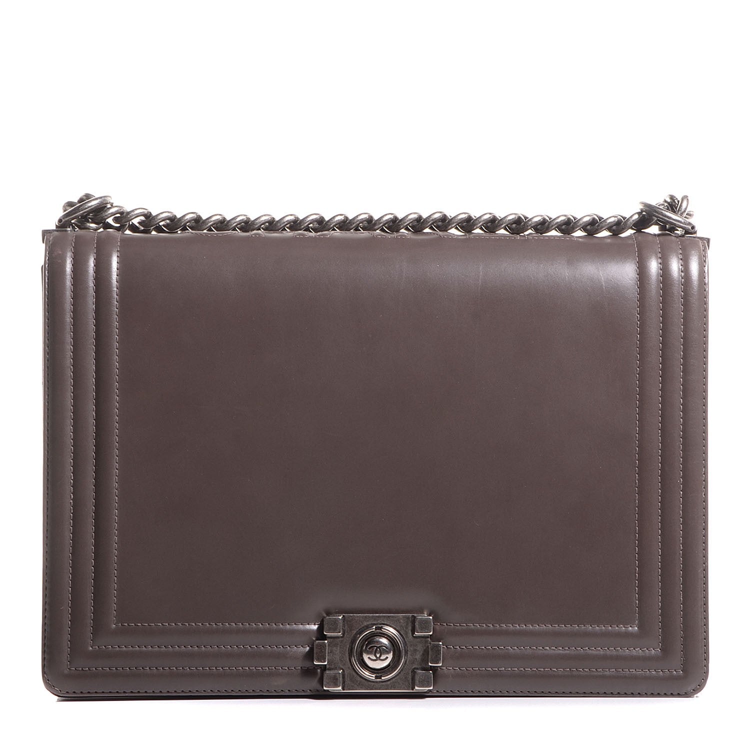 Chanel Glazed Calfskin Large Boy Flap Grey 1 of 8