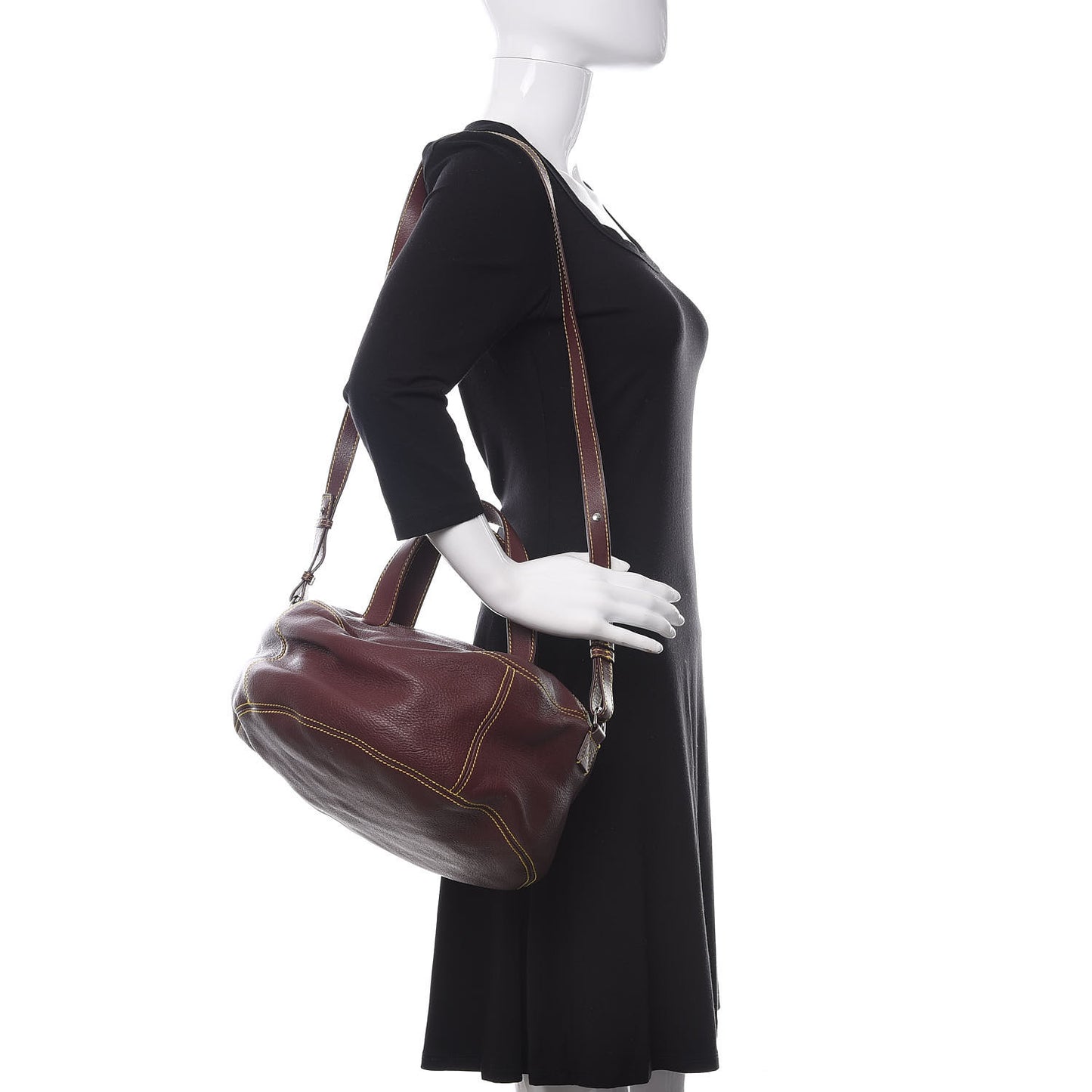Calfskin Round Air Hobo Burgundy