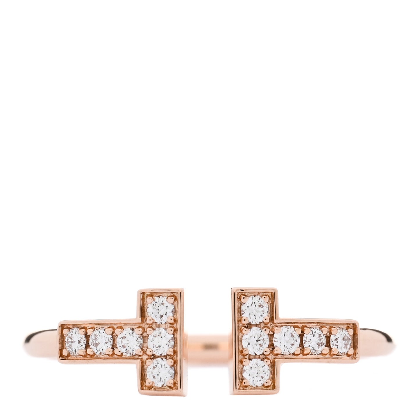18K Rose Gold Diamond T Wire Ring 52 6