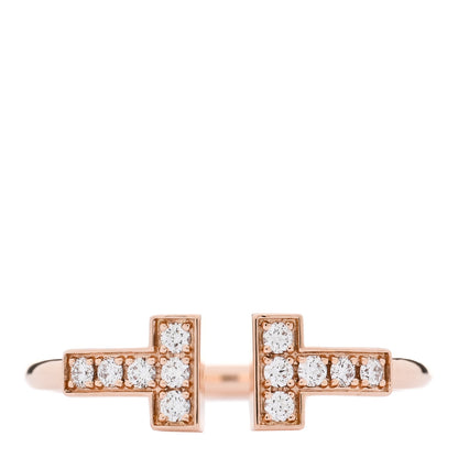 Tiffany 18K Rose Gold Diamond T Wire Ring 52 6 1 of 6