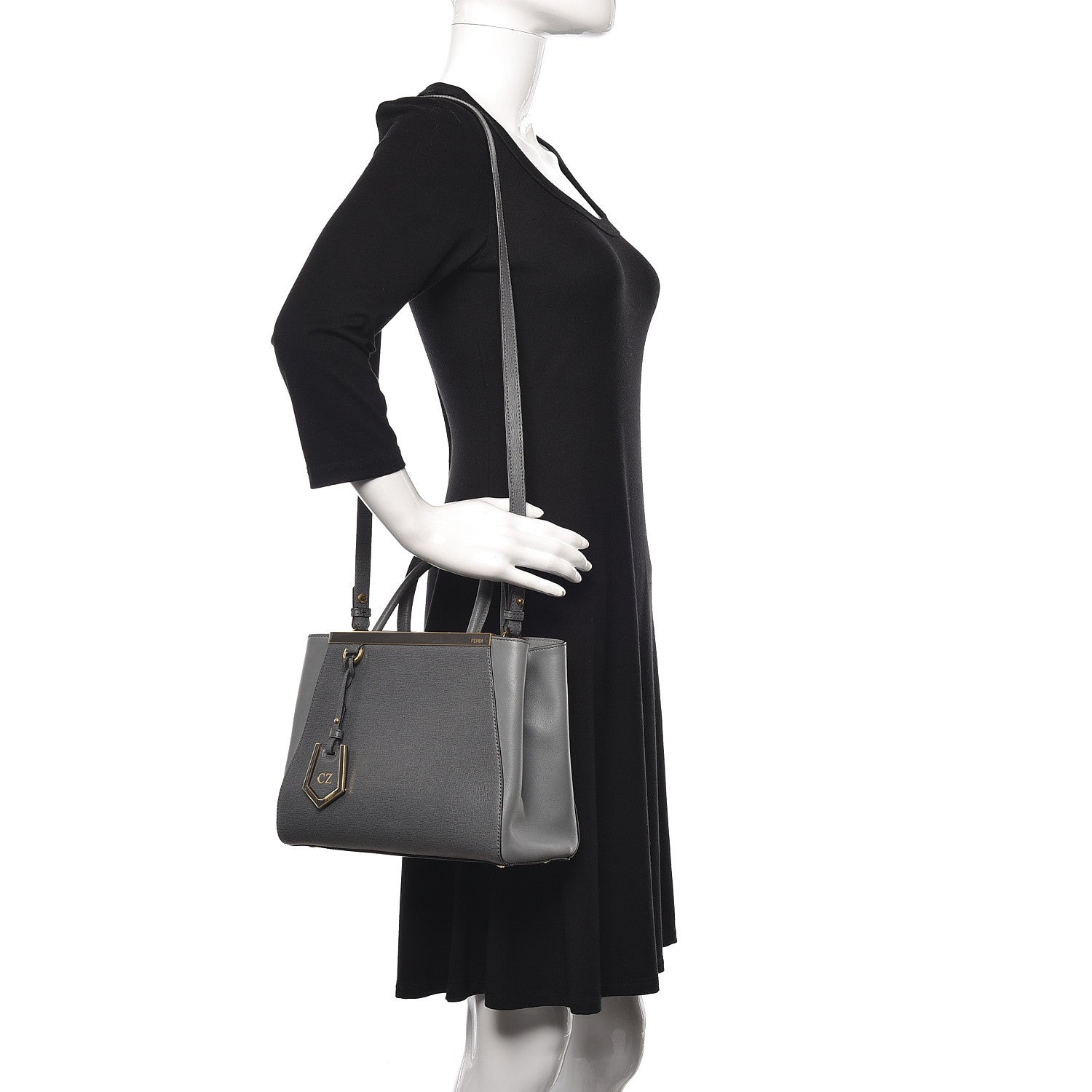Fendi Vitello Elite Petite 2Jours Tote Grigio Grigio Chiaro 3 of 12
