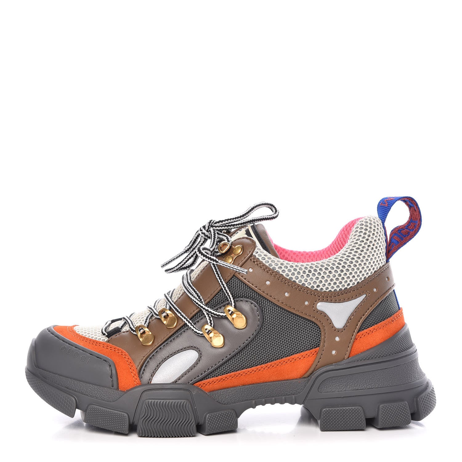 Gucci X SEGA Mesh Canvas Calfskin Womens Flashtrek Sneakers 38 White Box Pink Ardesia Loess 1 of 7