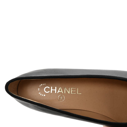Chanel Lambskin Patent Cap Toe Ballerina Flats 38.5 Black 8 of 10