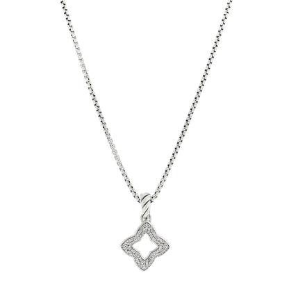 David Yurman Sterling Silver Diamond Quatrefoil Pendant Necklace 1 of 4