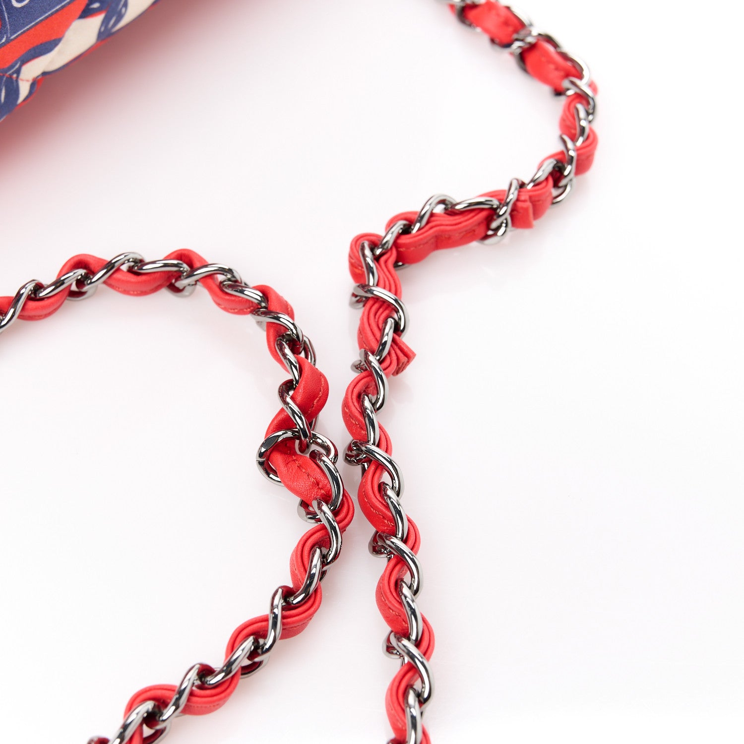 Chanel Silk Chain Printed Medium Single Flap Red 14 of 14
