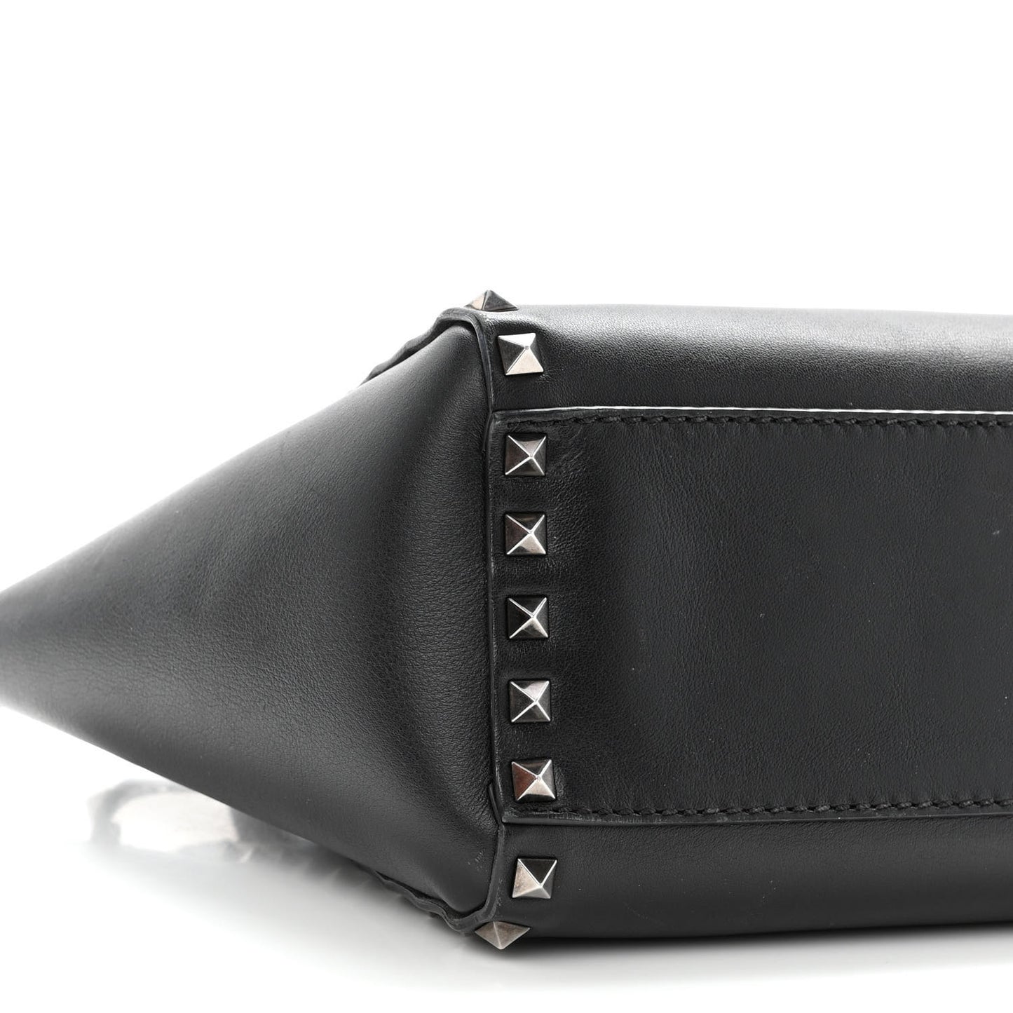 Vitello Mini Rockstud Double Handle Tote Black