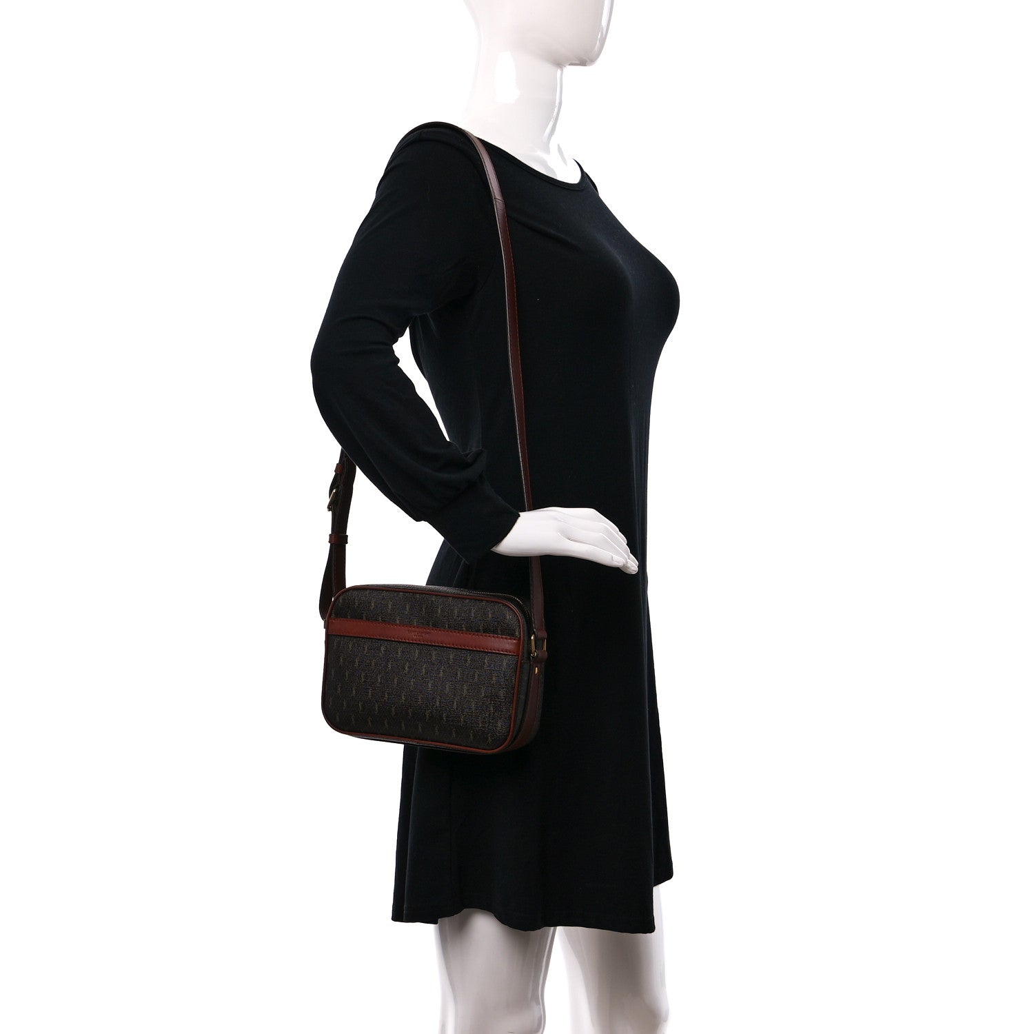 Saint Laurent Canvas Smooth Calfskin Le Monogramme Camera Bag Chestnut 2 of 11