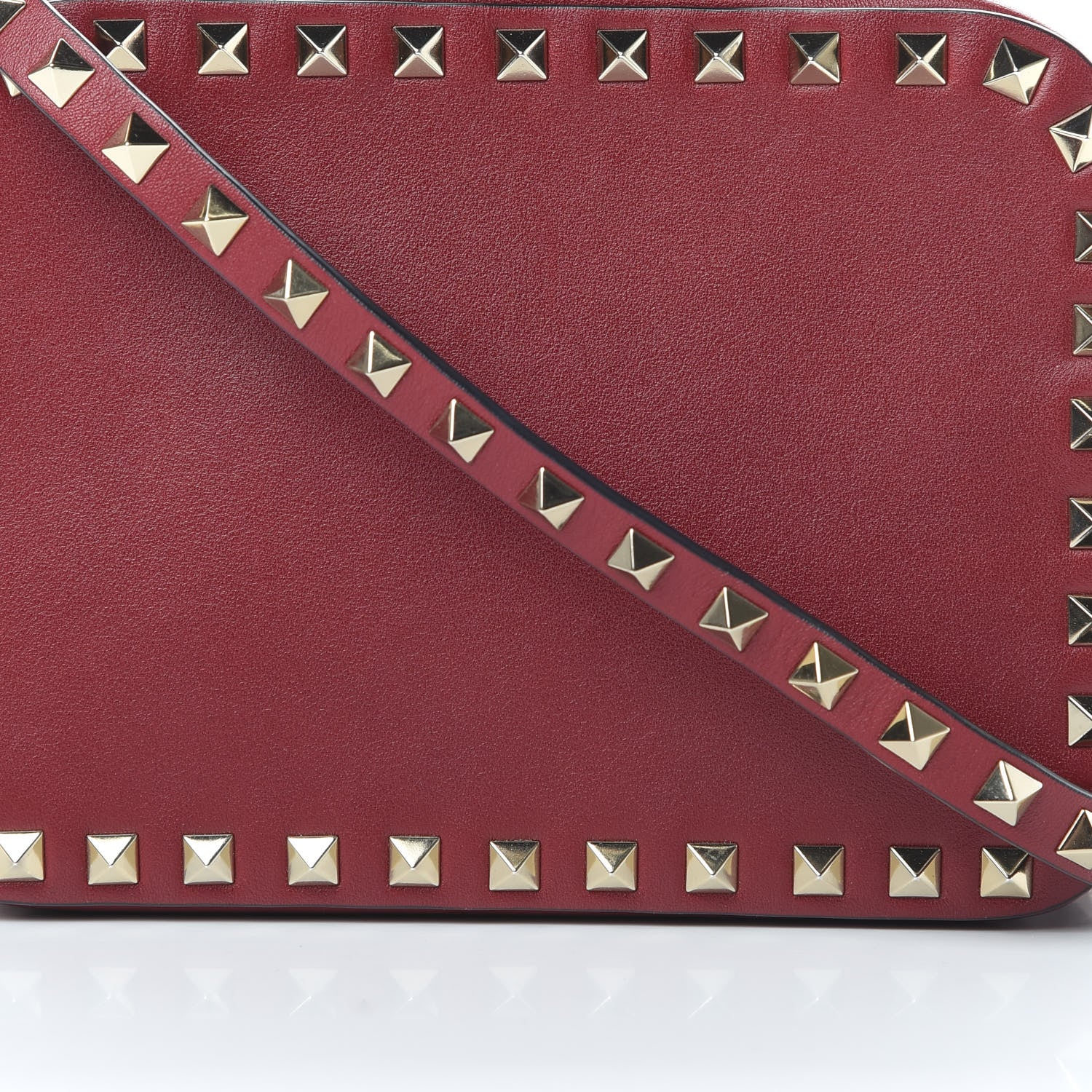 Valentino Garavani Calfskin Rockstud Camera Crossbody Bag Rubino 7 of 10