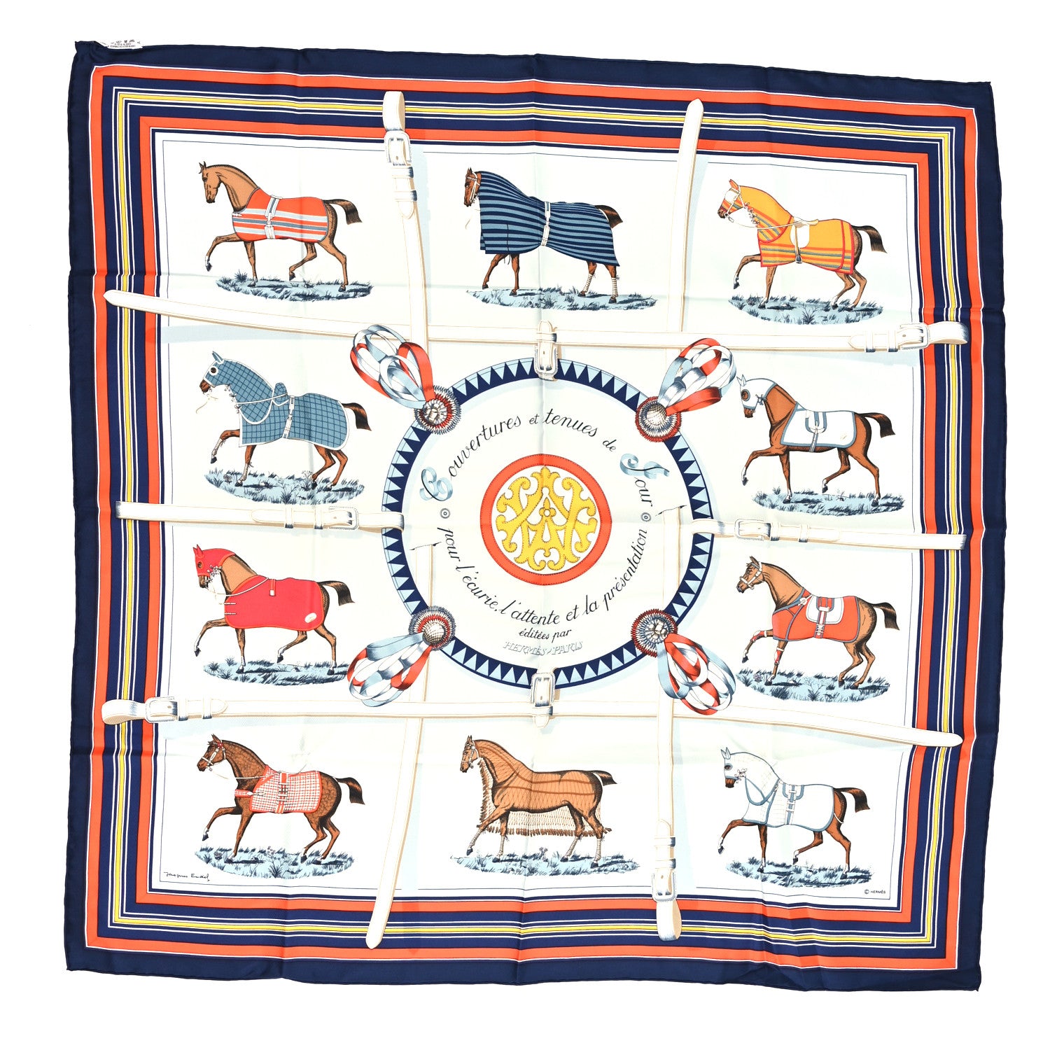 Hermes Silk Couvertures Et Tenues de Jour Scarf 90 1 of 3