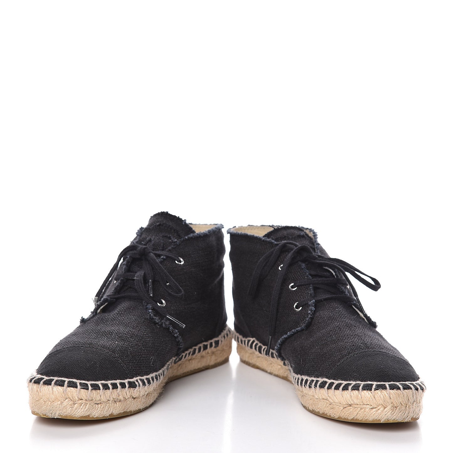 Canvas Lace Up Espadrilles 39 Black