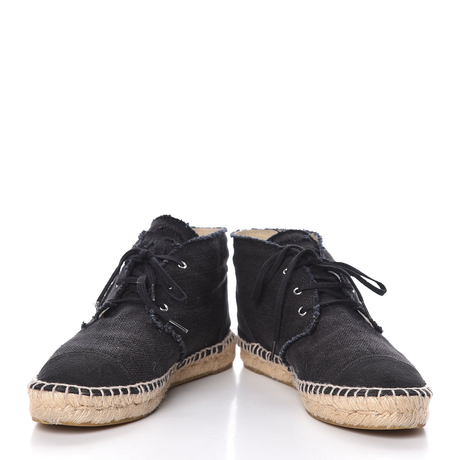 Chanel Canvas Lace Up Espadrilles 39 Black 5 of 13