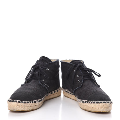 Chanel Canvas Lace Up Espadrilles 39 Black 5 of 13