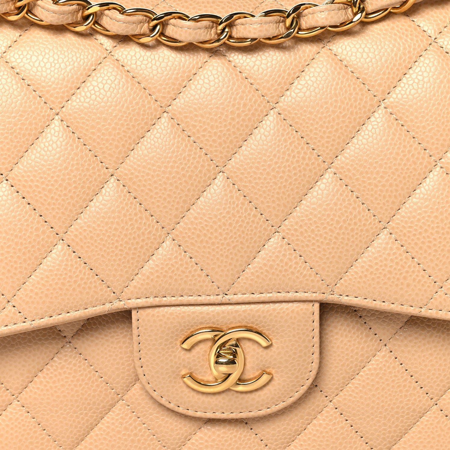 Chanel Caviar Quilted Jumbo Double Flap Beige 8 of 11