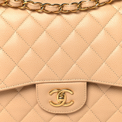 Chanel Caviar Quilted Jumbo Double Flap Beige 8 of 11
