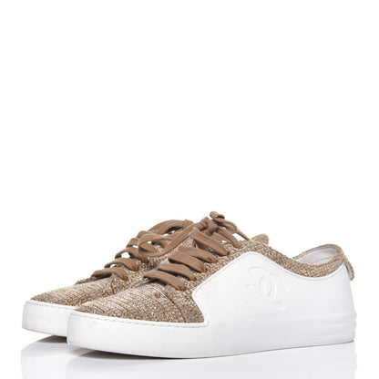 Chanel Fantasy Tweed Sneakers 39 Beige Gold 3 of 17