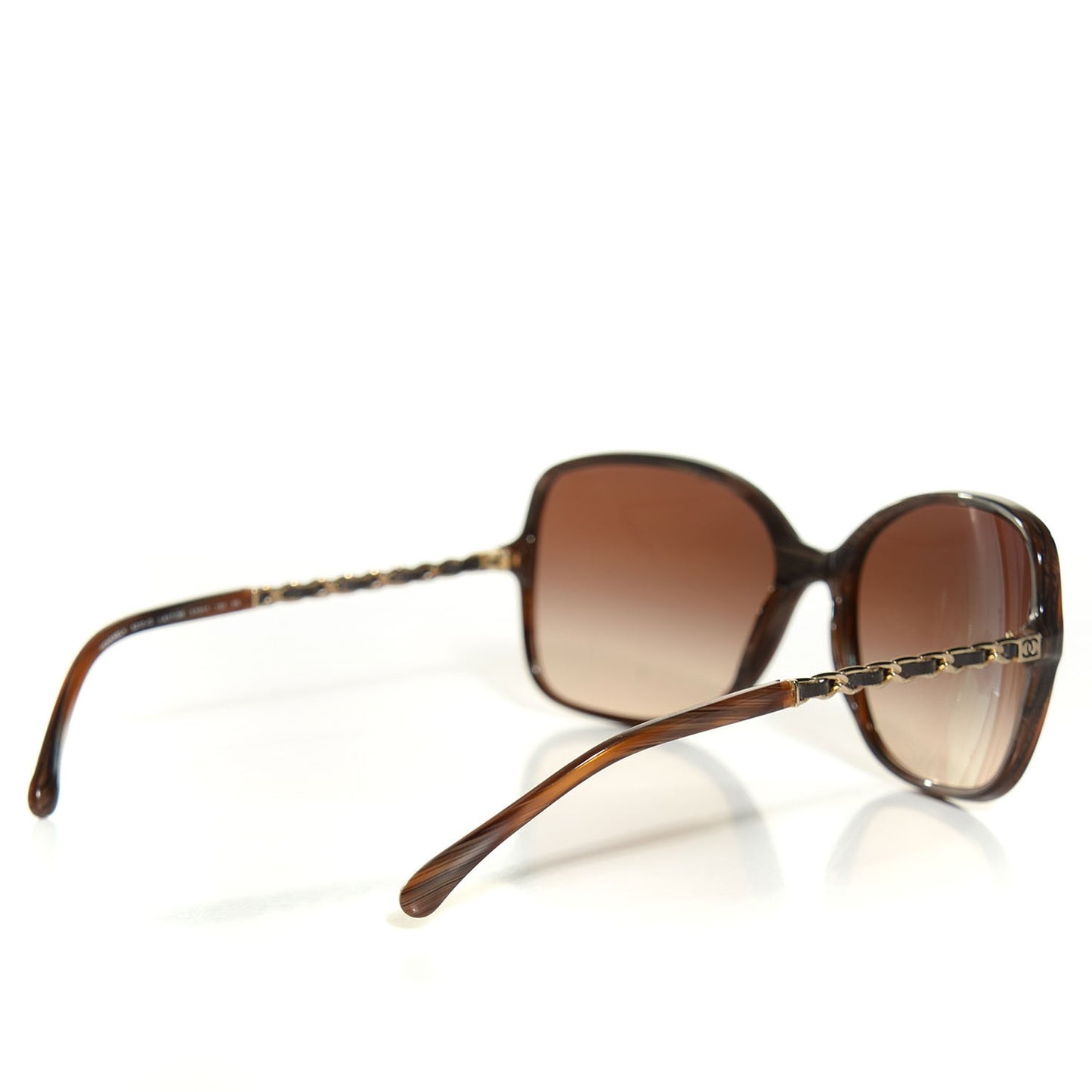 Acetate Metal Lambskin Chain Square Sunglasses 5210-Q Brown