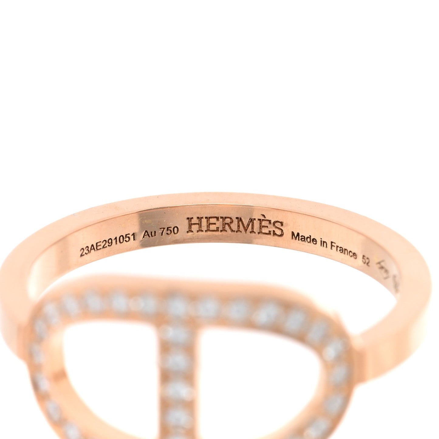 18K Rose Gold Diamond MM Chaine d'Ancre Contour Ring 52 6