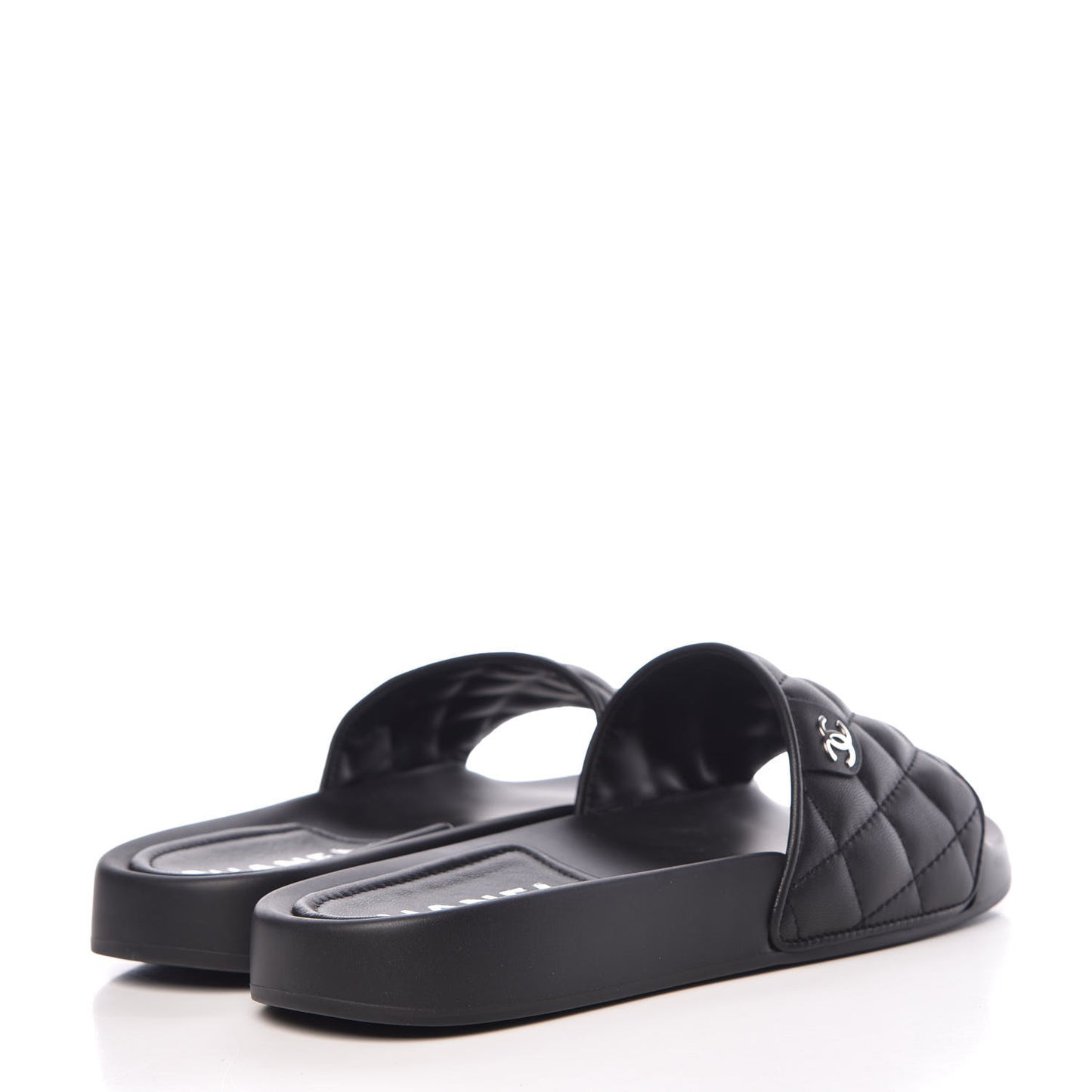 Lambskin Quilted CC Mules Sandals 37 Black