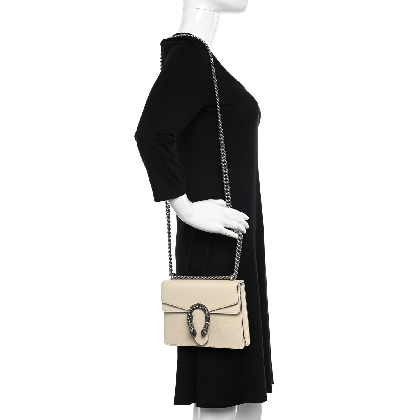 Dollar Calfskin Crystal Mini Dionysus Shoulder Bag Mystic White Black Diamond