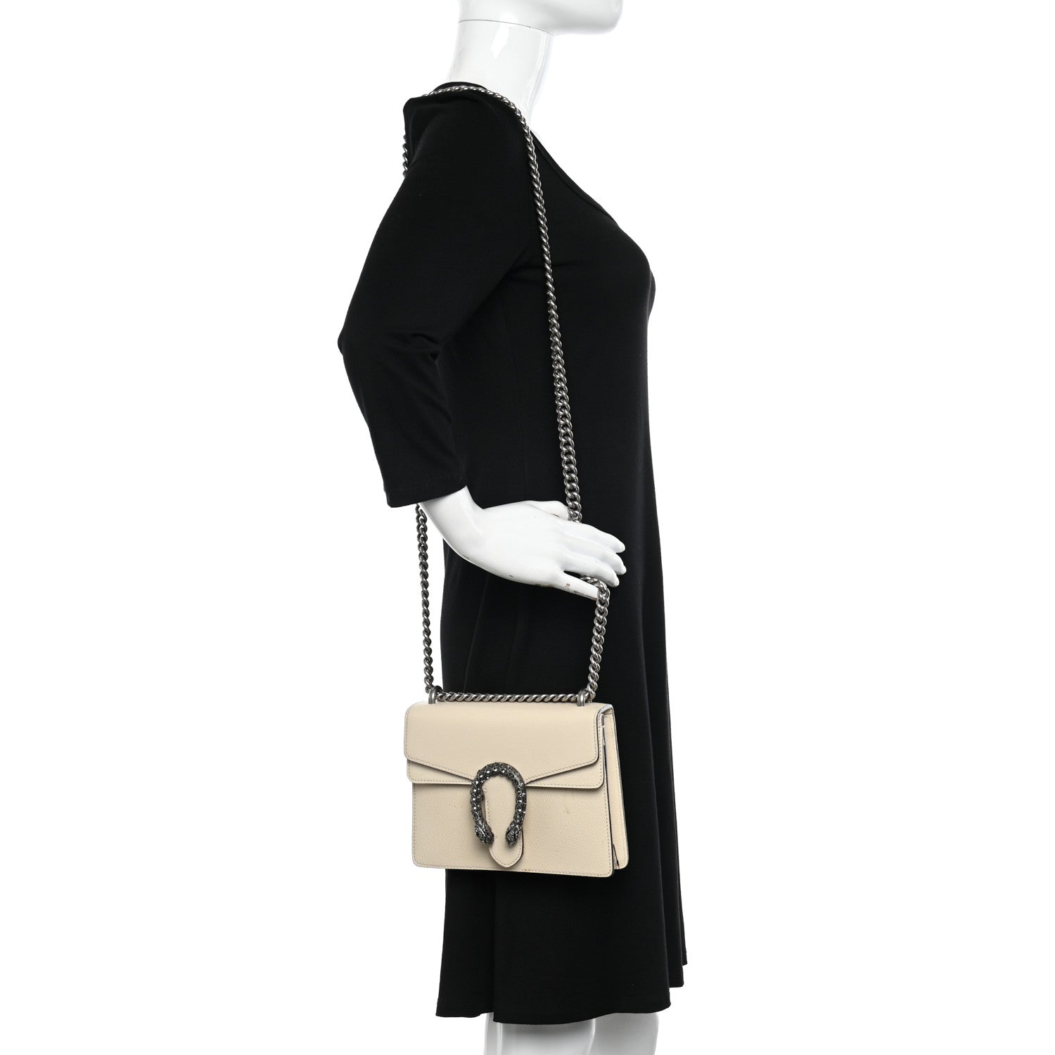 Gucci Dollar Calfskin Crystal Mini Dionysus Shoulder Bag Mystic White Black Diamond 2 of 16