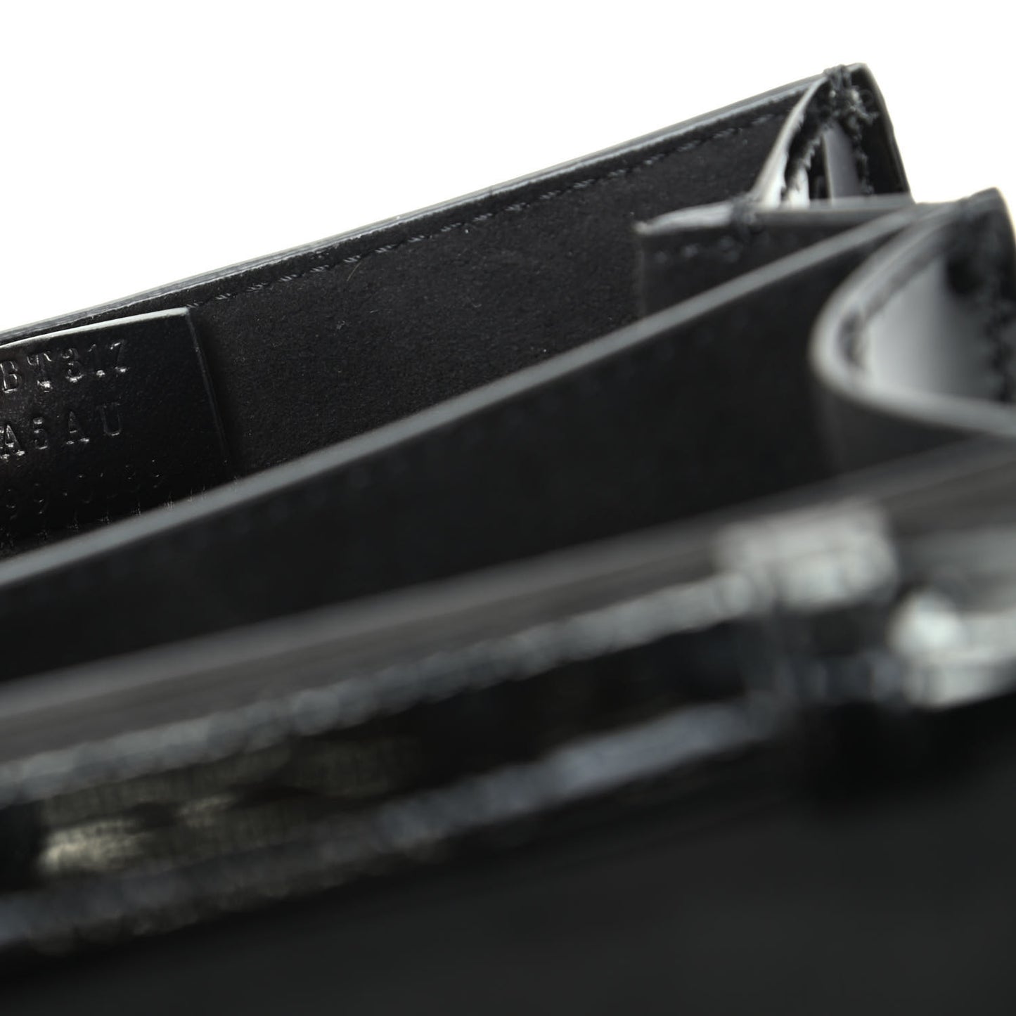 Vitello Vernice Mou Karligraphy Crossbody Bag Black