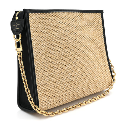 Louis Vuitton Raffia Calfskin Monogram Giant Pouch 4 of 9