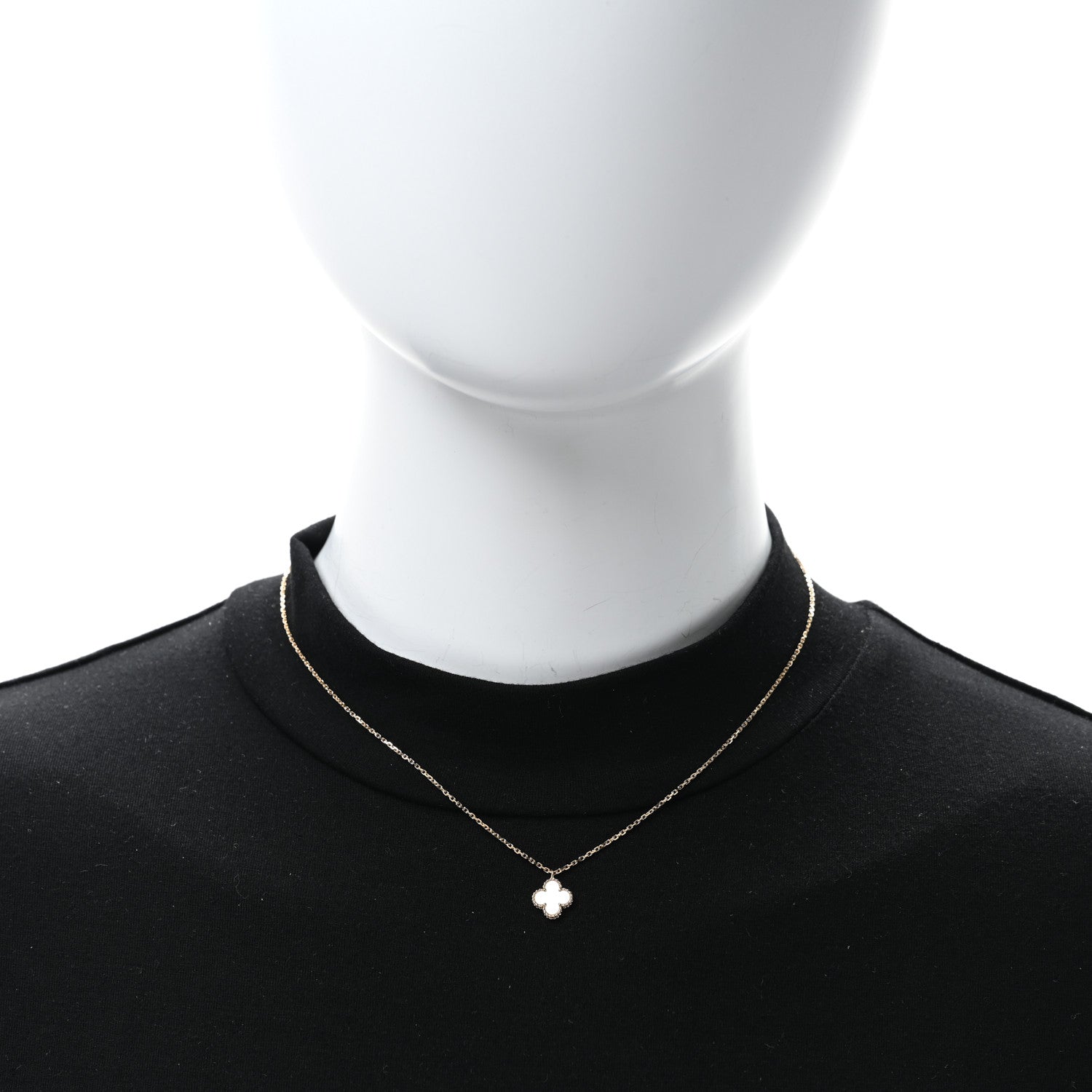 Van Cleef & Arpels 18K Yellow Gold Mother of Pearl Sweet Alhambra Pendant Necklace 2 of 5