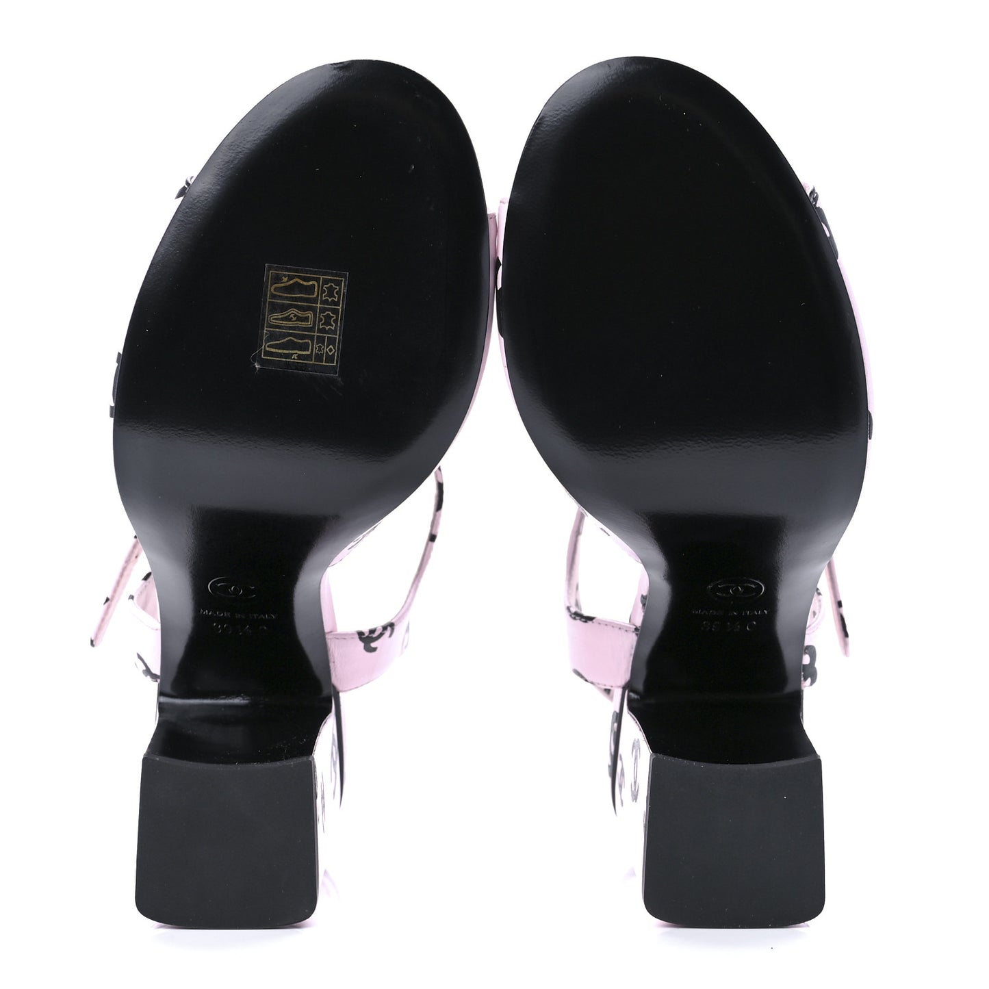 Lambskin Printed CC Sandals 39.5 Light Pink Black