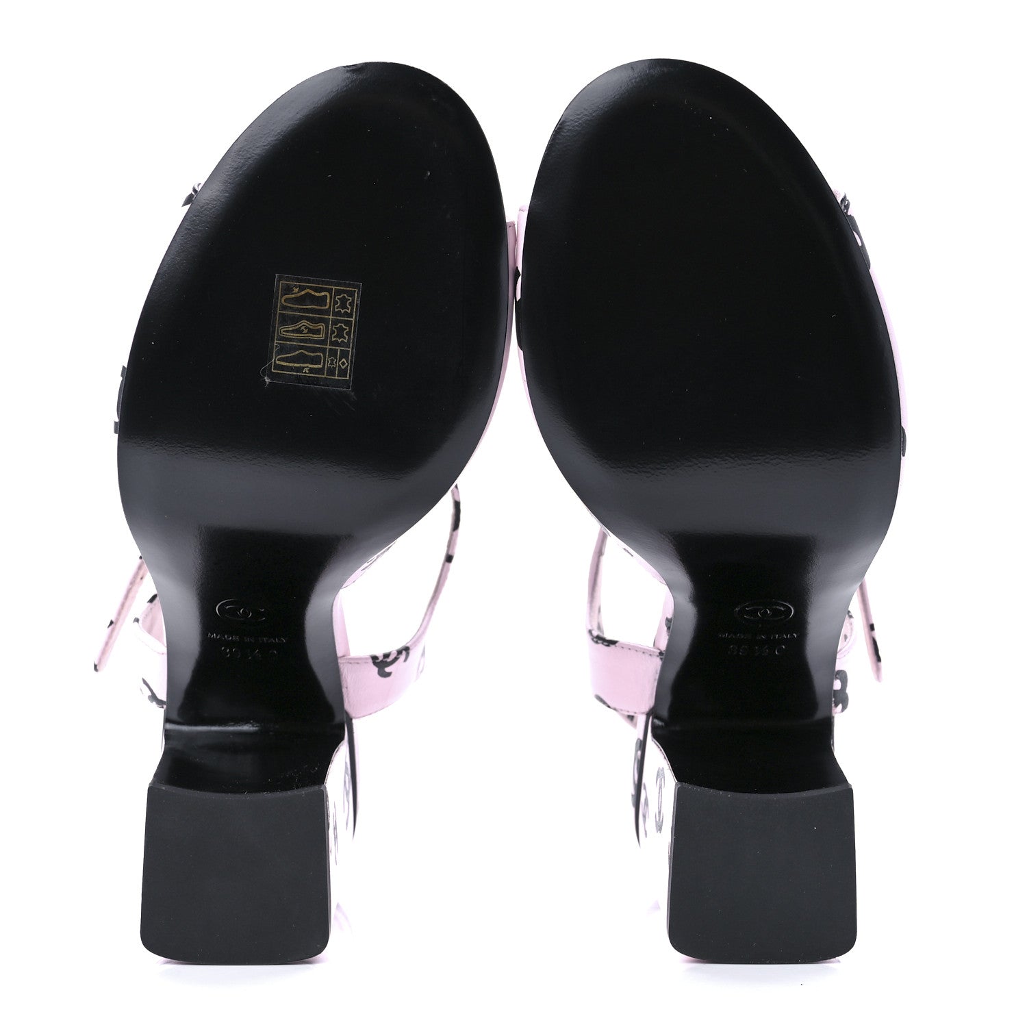 Chanel Lambskin Printed CC Sandals 39.5 Light Pink Black 7 of 9