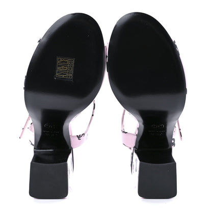 Chanel Lambskin Printed CC Sandals 39.5 Light Pink Black 7 of 9