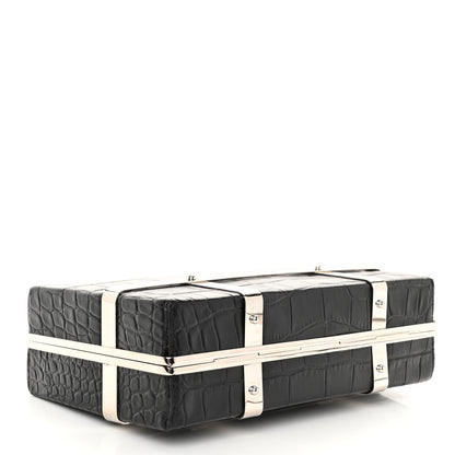 Alexander McQueen Calfskin Crocodile Stamped Cage Case Black 4 of 10