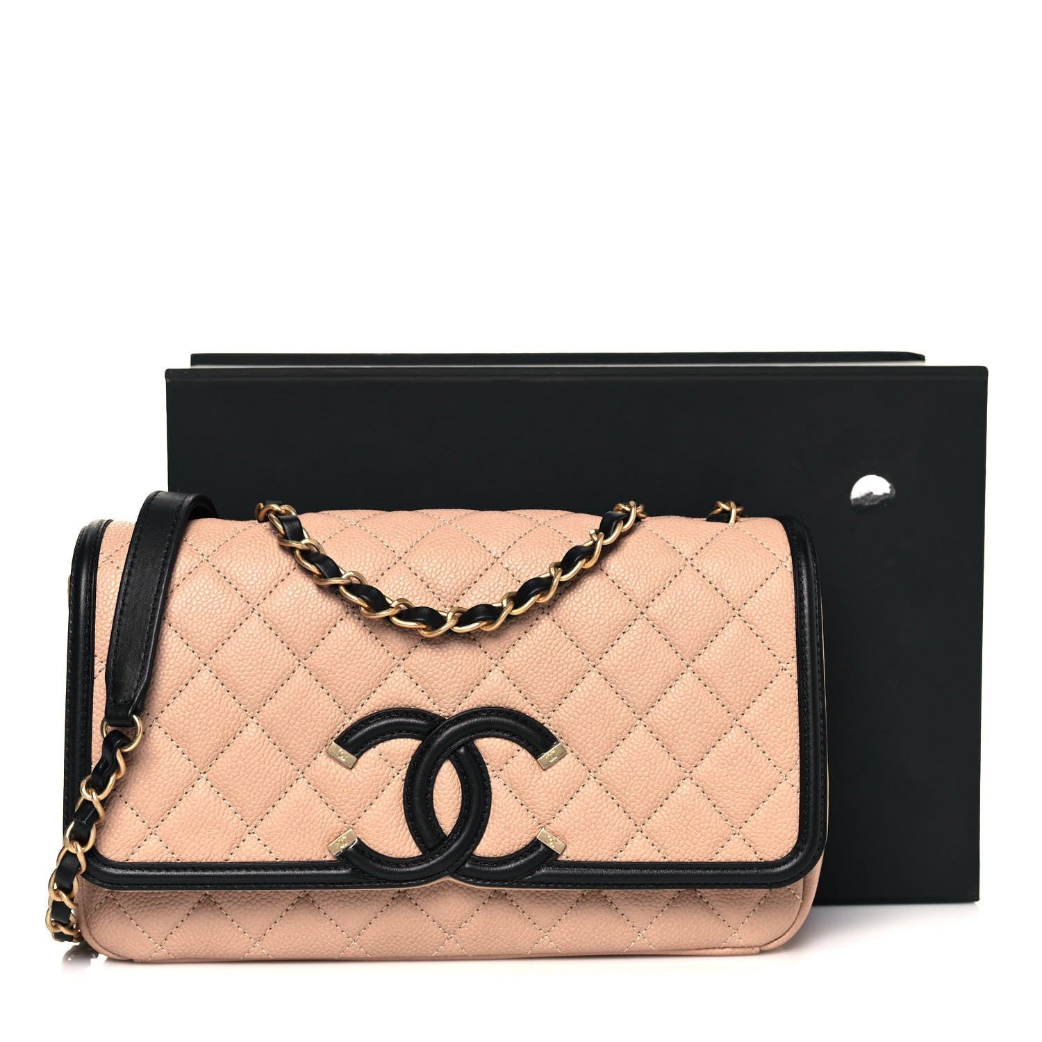 Chanel Caviar Quilted Medium CC Filigree Flap Beige Black 14 of 14