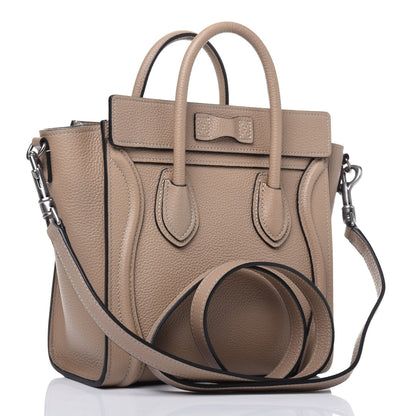 Celine Drummed Calfskin Nano Luggage Dune 4 of 15