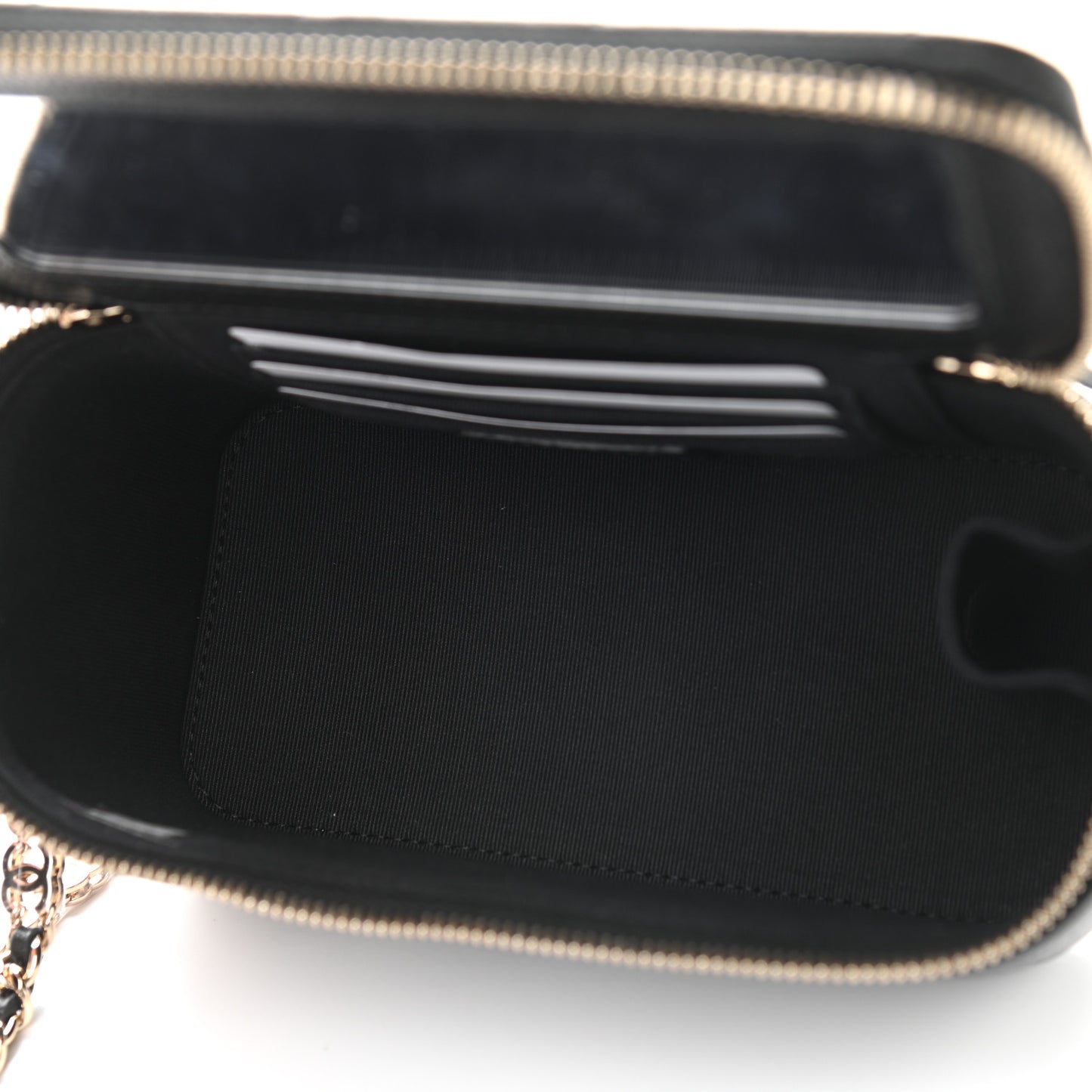 Caviar Quilted Small Tiny CC Vanity Case With Chain Black