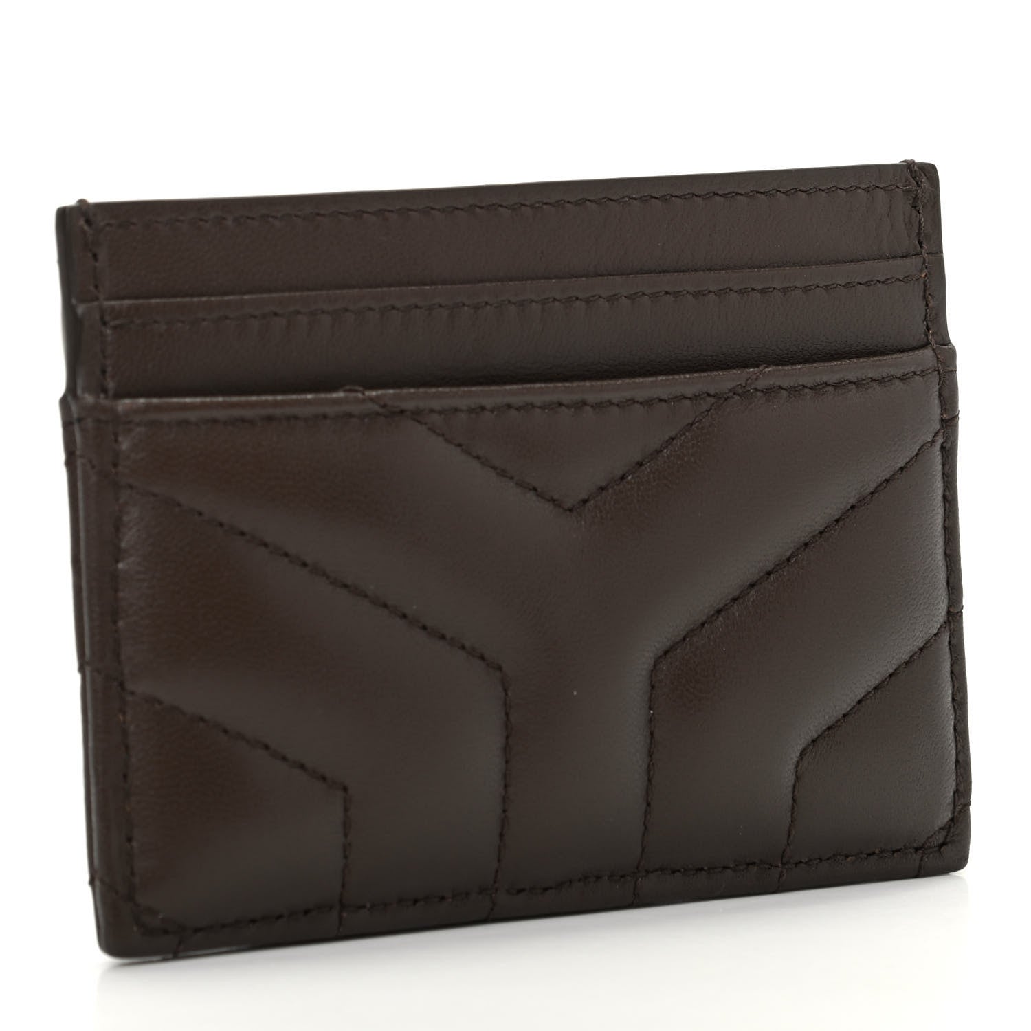 Saint Laurent Calfskin Y Quilted Monogram LouLou Credit Card Case Faggio 3 of 8