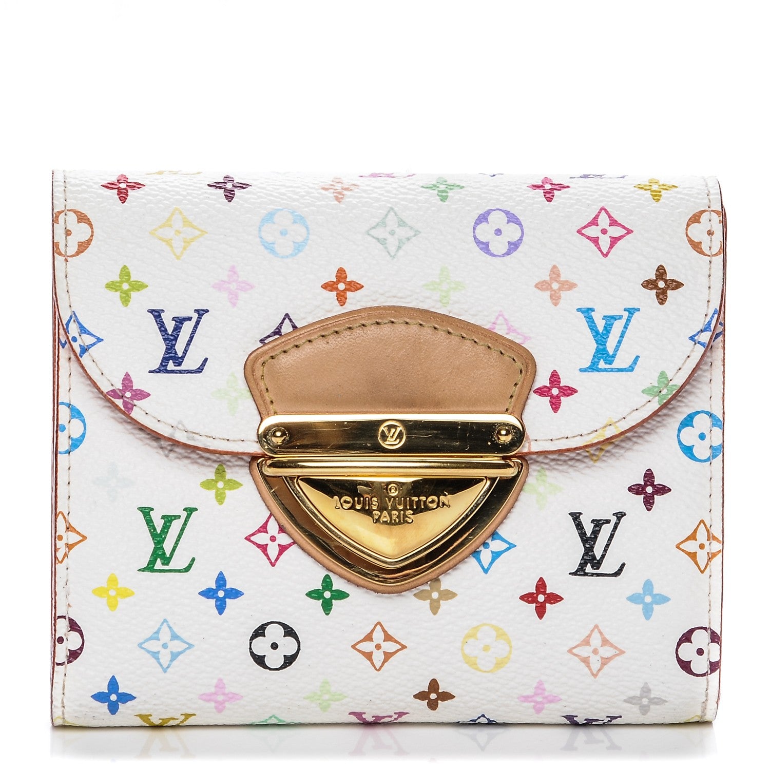 Louis Vuitton Monogram Multicolor Joey Wallet White Orange 1 of 7