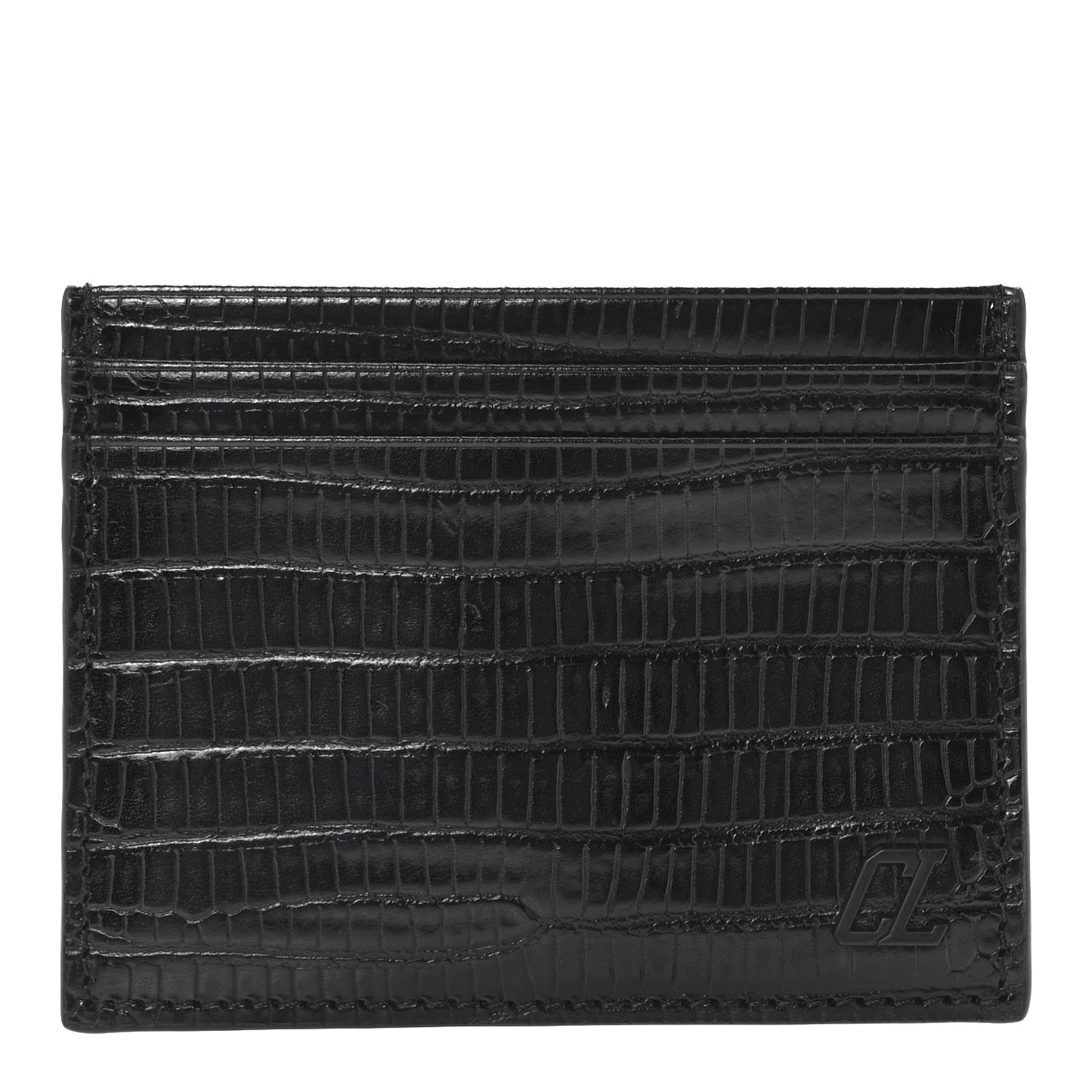 Calfskin Lizard Embossed Kios Card Holder Black
