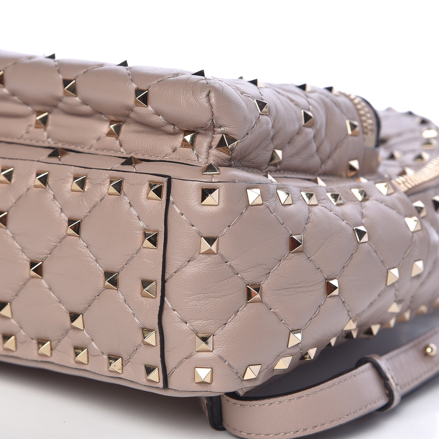 Nappa Quilted Mini Rockstud Spike Backpack Poudre