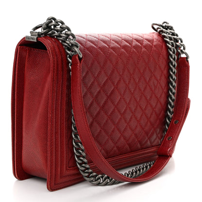 Chanel Caviar Quilted Large Boy Flap Dark Red 3 of 13