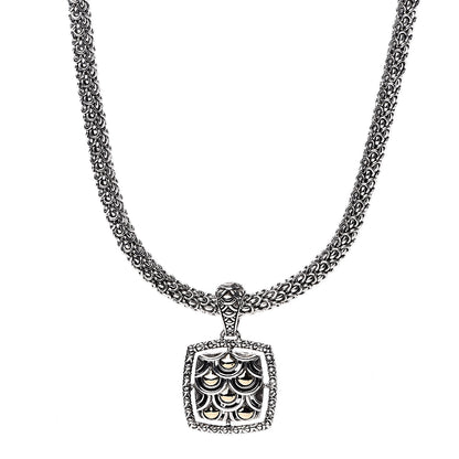 John Hardy Sterling Silver 18K Yellow Gold Naga Square Pendant Necklace 1 of 5
