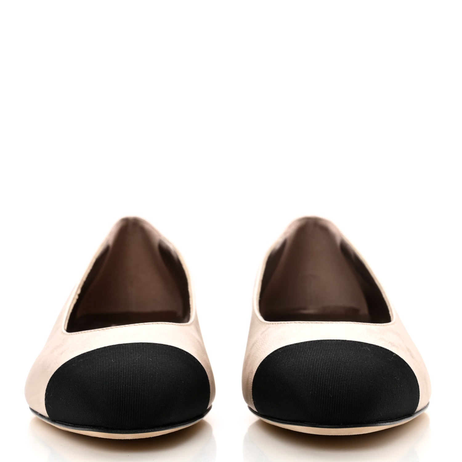 Chanel Laminated Lambskin Grosgrain Cap Toe CC Ballerina Flats 38.5 Copper Black 2 of 8